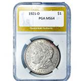 1921-D Morgan Silver Dollar PGA MS64
