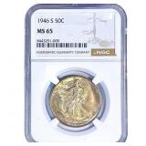 1946-S Walking Liberty Half Dollar NGC MS65