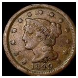 1849 Braided Hair Large Cent LIGHTLY  CIRCULATED