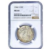 1946-S Walking Liberty Half Dollar NGC MS64