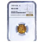 1909 VDB Wheat Cent NGC MS63 RB