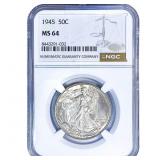 1945 Walking Liberty Half Dollar NGC MS64