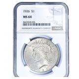 1926 Silver Peace Dollar NGC MS64