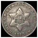 1853 Silver Three-Cent Piece NEARLY UNCIRCULATED