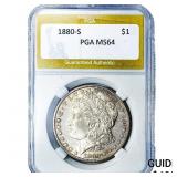 1880-S Morgan Silver Dollar PGA MS64