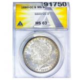 1880-CC Morgan Silver Dollar ANACS MS63