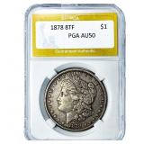 1878 8TF Morgan Silver Dollar PGA AU50
