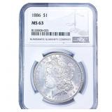1886 Morgan Silver Dollar NGC MS63