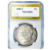 1880-S Morgan Silver Dollar PGA MS64