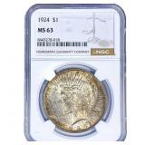 1924 Silver Peace Dollar NGC MS63