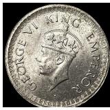 1944 British-India Silver 1/2 Rupee