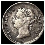 1886 Straits Settlements Victoria Silver 5 Cents