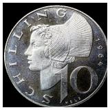 1964 Austria Siliver 10 Schilling