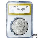 1880-O Morgan Silver Dollar PGA MS63 Micro O