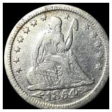 1854 Arrows Seated Liberty Quarter LIGHTLY  CIRCU