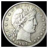1907 Silver Barber Half Dollar NEARLY  UNCIRCULAT