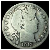 1913 Barber Half Dollar LIGHTLY CIRCULATED