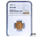 1887 Indian Head Cent NGC MS64 RB
