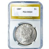 1887 Morgan Silver Dollar PGA MS64