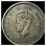 1943 British-India Silver 1 Rupee