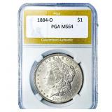 1884-O Morgan Silver Dollar PGA MS64