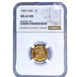 1909 VDB Wheat Cent NGC MS63 RD