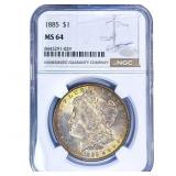 1885 Morgan Silver Dollar NGC MS64