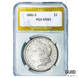 1881-S Morgan Silver Dollar PGA MS65