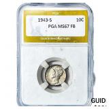 1943-S Mercury Silver Dime PGA MS67 FB