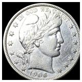 1906-D Silver Barber Half Dollar CHOICE AU