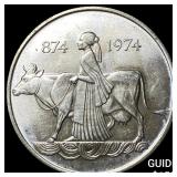 1974 Iceland Silver 500 Kronur-1st Settle 100th An