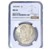 1878 8TF Morgan Silver Dollar NGC MS63