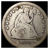 1859-S Silver Seated Liberty Quarter LIGHTLY  CIR