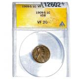 1909-S Wheat Cent ANACS VF20 VDB