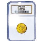 1891-CC $5 Gold Half Eagle NGC MS61
