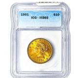 1901 $10 Gold Eagle ICG MS65