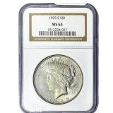 1925-S Silver Peace Dollar NGC MS63