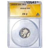 1916-D Mercury Silver Dime ANACS FR2
