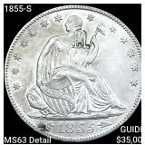 1855-S Seated Liberty Half Dollar CHOICE BU
