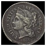 1865 Nickel Three-Cent Piece LIGHTLY  CIRCULATED