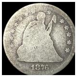 1876-CC Silver Seated Liberty Quarter NICELY  CIR