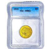 1910 $5 Gold Half Eagle ICG MS63