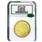 1870-S CAC $20 Gold Double Eagle NGC AU58