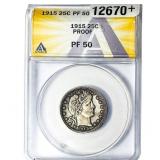 1915 Barber Quarter ANACS PF50