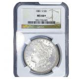 1881-S Morgan Silver Dollar NGC MS66+