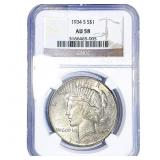 1934-S Silver Peace Dollar NGC AU58