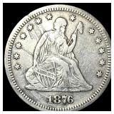 1876-S Silver Seated Liberty Quarter LIGHTLY  CIR