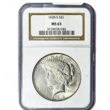 1928-S Silver Peace Dollar NGC MS63