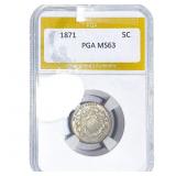 1871 Shield Nickel PGA MS63