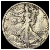 1917-D Silver Walking Liberty Half Dollar  LIGHTL